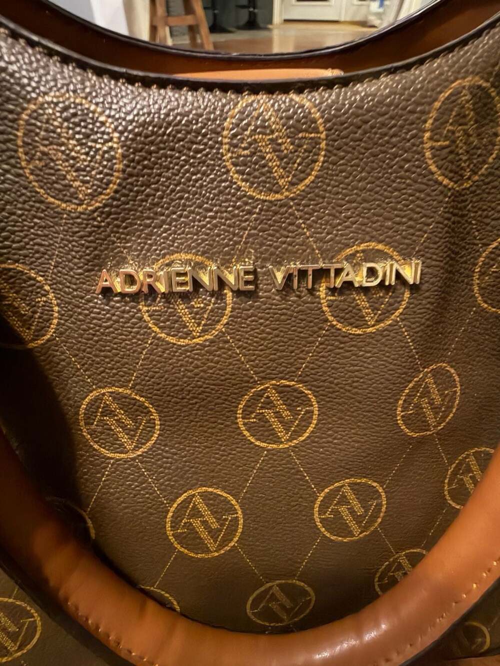 Adrienne Vittadini Brown and Tan Clam Case Crossbody Bag
